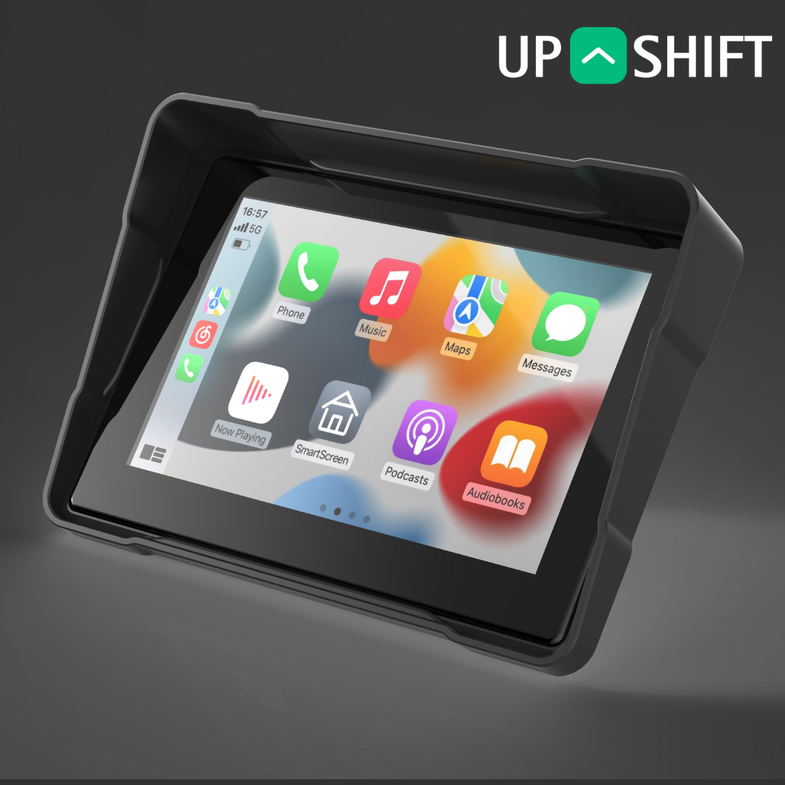 Upshift Motorcycle Wireless Apple CarPlay Android Auto 5" Touch Screen with Front and Rear Camera